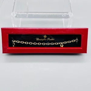 NEW VTG Radko XMAS CHARM BRACELET Teddy Bear Patriotic Heart RHINESTONE - Picture 1 of 7