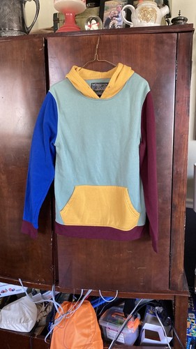 VETEMENTS Felpa con cappuccio grafica Brooklyn tessuto anni '90 icona hip hop taglia small multicolore