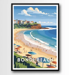 Bondi Beach Australia Travel Poster - Picture 1 of 3