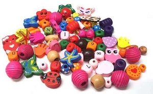 Miscela perle di legno resistenti alla saliva colorate bambini gioielli fai da te motivo misto H125 - Foto 1 di 5