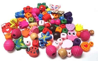 Holzperlen Mischung Speichelfest Bunt Kinder Schmuck Basteln Gemischt Motiv H125 - Bild 1 von 4