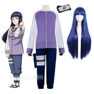  Cosplay Anime Hyuga Hinata Costume Unifrom Outfit Wig Halloween Coat Pants Suit