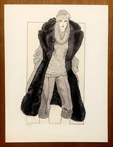 ORIGINAL FASHION ILLUSTRATION BY NOTED ARTIST FLORENCE KERECHUK SUPER PASTEL - Picture 1 of 3