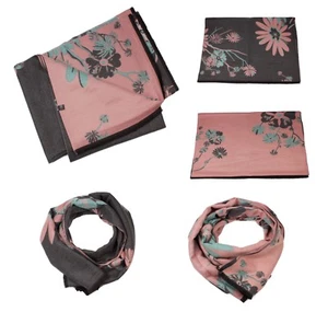 Bufanda de chal suave reversible de gran tamaño envoltura de pashmina grande estampado floral rosa/gris - Imagen 1 de 8