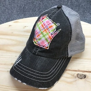 Wisconsin Distressed Look Trucker Hat Womens Gray One Size Adjustable Curve Brim - Picture 1 of 10