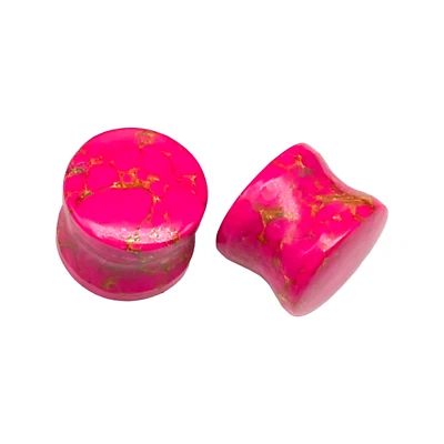 Tapones de cristal turquesa cobre rosa tamaño 8g-2 1/8" 2 piezas tamaños personalizados disponibles Foto 1 de 4