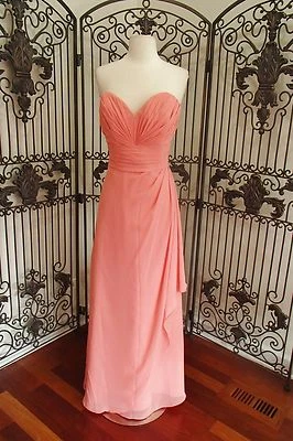 S141 VESTIDO DE DAMA DE HONOR FORMAL JORDAN 757 TALLA 12 CORAL $214 NUEVO Foto 1 de 4