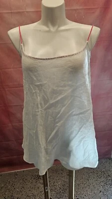 Victorias Secret Swim Beach  Cover Up Tank Top Small Petite  White 100% Cotton - Image 1 of 4
