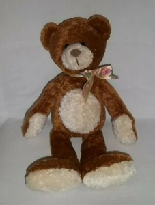 2000 WISHPETS 14" Plush ERIN BEAR 43024 Brown Cream White Flower Ribbon Stuffed - Picture 1 of 4