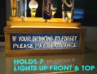 "DRINKING TO FORGET...." 7 Beer tap handle holder /Lights up your taps