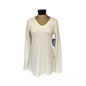 Columbia Womens Pine Peak Long Sleeve V-neck Tunic Thermal Tee Size S Cream NWT - Picture 1 of 16