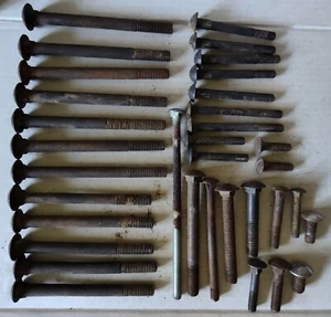 34 Vintage Steel Carriage Bolt - longest 6" Misc. Sizes Lot - Picture 1 of 17