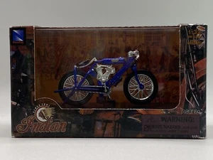 New Ray Toys Indian Twin Racer 1908 Blue Motorcycle Die Cast Replica 1:32 - Picture 1 of 7