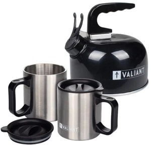 Hervidor de agua portátil Valiant en negro y taza aislante paquete doble conjunto - Imagen 1 de 15