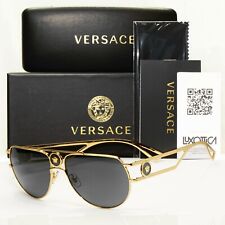 Versace Sunglasses Gold Grey Metal Medusa Pilot Navigator MOD VE 2225 1002/87