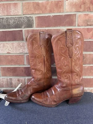 SAS Vintage San Antonio Western Cowboy Boots Brown Leather Sz 9c 700571 1995 - Image 1 of 4