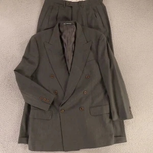 Ermenegildo Zegna Suit M Gray Blue Pinstripe Hopsack Marled 100% Wool 40R 32x28 - Picture 1 of 24