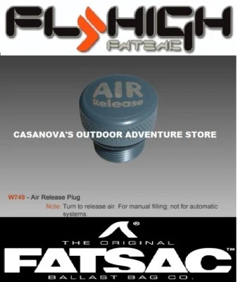 FATSAC FLY HIGH FATSAC W749 AIR RELEASE PLUG QUICK CONNECT BOAT BALLAST BAG FLY HIGH FITTING NEW
