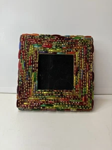 Cool 90s Glass Beads Handmade Picture Photo Frame - Picture 1 of 4