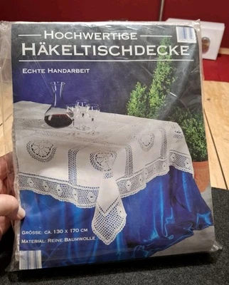 Häkeltischdecke Handarbeit - 130 x 170 cm - 100% Baumwolle - Neu & Ovp - Bild 1 von 4