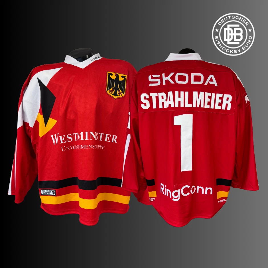 Eishockey GameIssued Trikot Männer Deutschland Cup 2025 Dustin Strahlmeier #1 - Bild 1 von 1