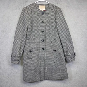 Banana Republic Coat Womens M Black White Houndstooth Preppy Old Money Academia - Picture 1 of 12