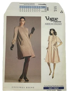 Vestido 87 Vogue 2003 Diseñador Americano Patrón de Costura Geoffrey Beene Talla 8-12 CORTE - Imagen 1 de 7