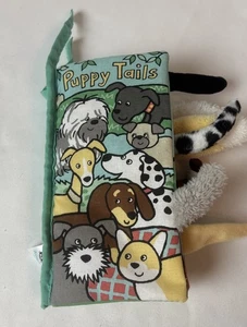 Little Jellycat Puppy Tails Baby Book tessuto imbottito tema cane pieghe sensoriali - Foto 1 di 7