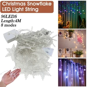 Home LED Fairy String Light Curtain Lights Snowflake Icicle Wedding Garden Decor - Picture 1 of 24