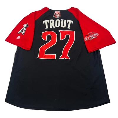 Camiseta Mike Trout Para Hombre XL 2015 Negra All Star Game Angels Majestic Auténtica Foto 1 de 4