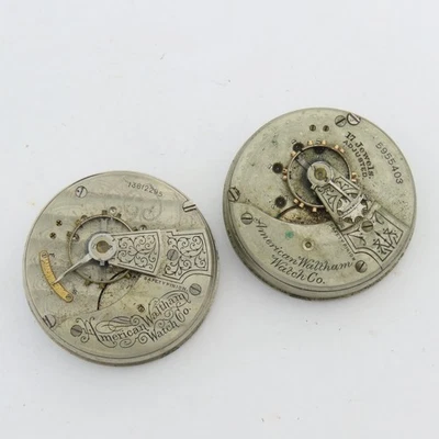 Waltham 18 Size Open Face & Hunting Nickel Pocket Watch Movements - Image 1 of 4
