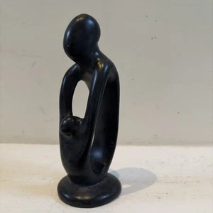 Handcarved African  Soapstone Statue Figurine Parent Child Made In Kenya 5 3/4” - Picture 1 of 18