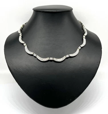 Modeschmuck Collier, simulierte Diamanten, Rund, Muster, 45 cm lang, Karabiner - Bild 1 von 2