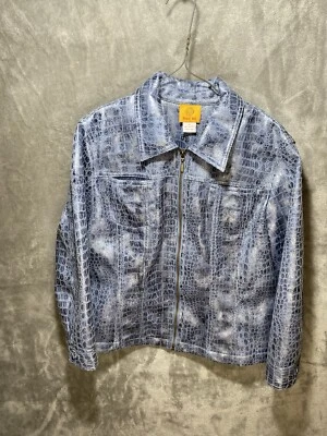 Ruby Rd. Chaqueta Azul Imitación Piel Serpiente Cremallera Completa Junior Talla 12 Foto 1 de 4