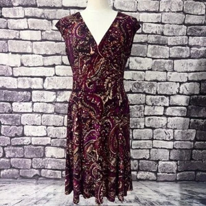 Chaps Purple, Beige & Brown Sleeveless Dress Size M - Picture 1 of 9