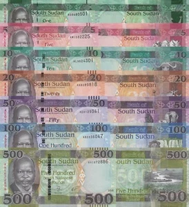 South Sudan 7 PCS Set: 1,5,10,20,50,100,500 Pounds (2018) p5 and p11-p16 UNC - Picture 1 of 8