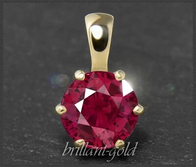 Rubin Gleiter Anhänger mit 2,63ct, 585 Gelbgold 14 Karat Damen Solitär - Bild 1 von 4