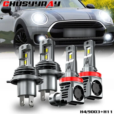 Kit de faros LED Hi-Lo + luz antiniebla 2X para Mini Cooper Clubman 2017 2018 H4+H11 Foto 1 de 4