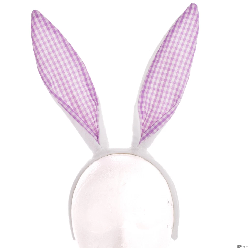 Diadema de poliéster a cuadros con orejas de conejo de Pascua para mujer, talla única Foto 1 de 1