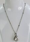 Clear Crystal Pendant Silver Tone Chain Necklace Spring Ring 18 in