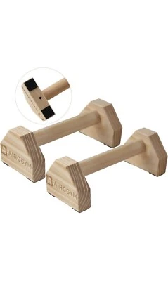 AIROGYM Handcrafted Wooden Parallettes - Perfect for Yoga, Calisthenics, and Push-Ups.