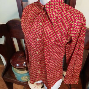 Vintage De Mura Red Paisley Blouse 3/4 Sleeve Women’s Size S Button Front - Picture 1 of 6