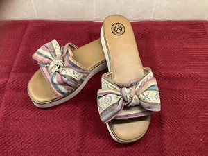 Womens SO Casual Boho Bow Tie Slip-on Platform Sandal SZ8 - Picture 1 of 8