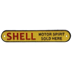 Shell Oil Motor Spirit Garage Sign Cast Iron Metal Man Cave Garage Gift - Picture 1 of 4