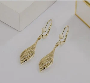 ORECCHINI PENDENTI 4,5 CM COLORE ORO GIALLO CON ZIRCONI - Foto 1 di 16