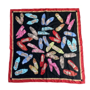 Vintage Shoe Print Silk Scarf Multicolor - Picture 1 of 10