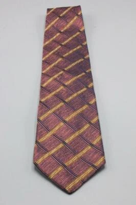 Corbata de seda CANALI. Marrón rosado con cuadros azules. 58" x 3,75" Foto 1 de 4