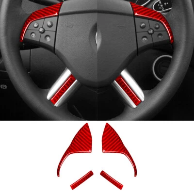 For Mercedes-Benz R320/350 Red Carbon Fiber Steering Wheel Cover Trim Type A - Image 1 of 4