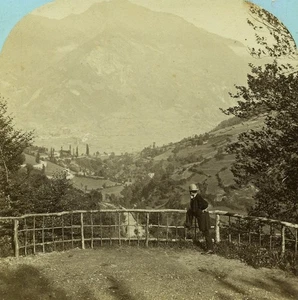 Frankreich Pyrenäen Eaux Bonnes Laruns Tal Gourzy altes Stereo Foto Lamy 1867 - Bild 1 von 3
