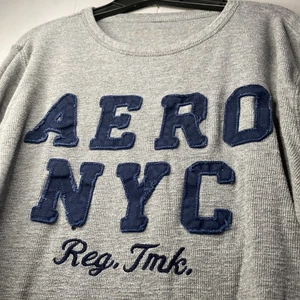 Vintage Y2K Aeropostale Thermo Langarm Hemd Herren Medium M Grau Fehler Klein - Bild 1 von 10